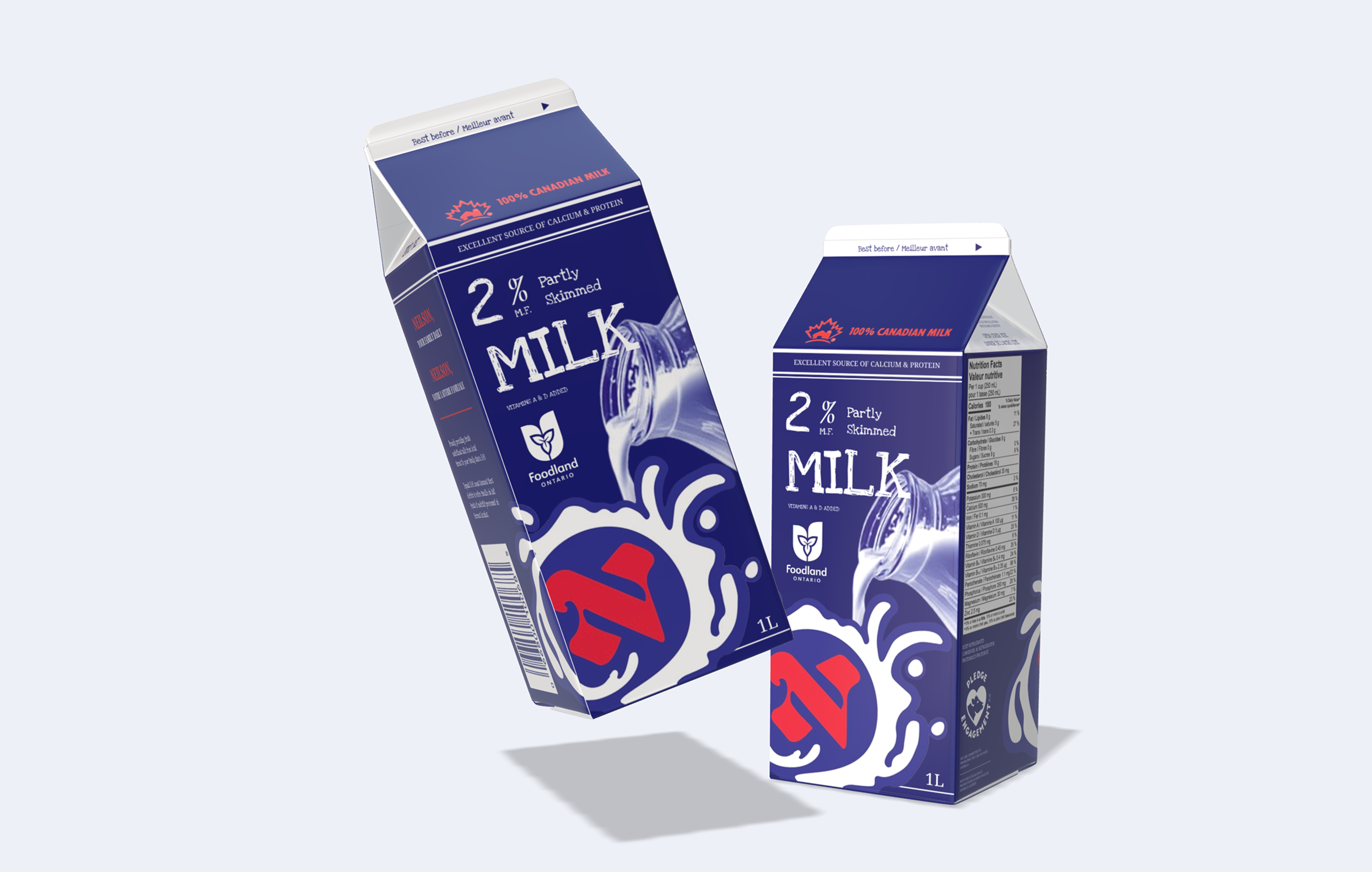 Proposed Neilson symbol: a red N surrounded by a white milk splash on deep blue.
